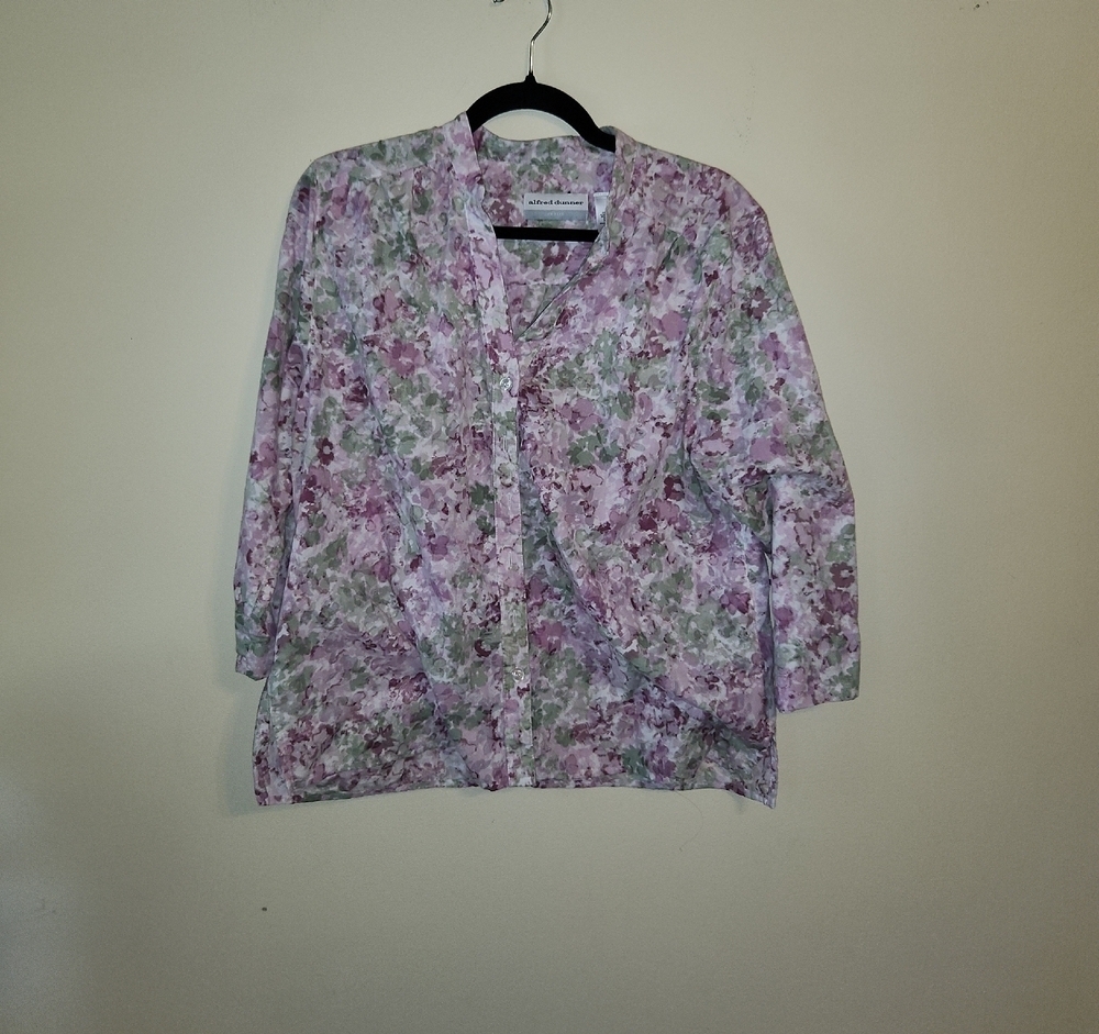 Alfred Dunner Purple and Green artsy Blouse